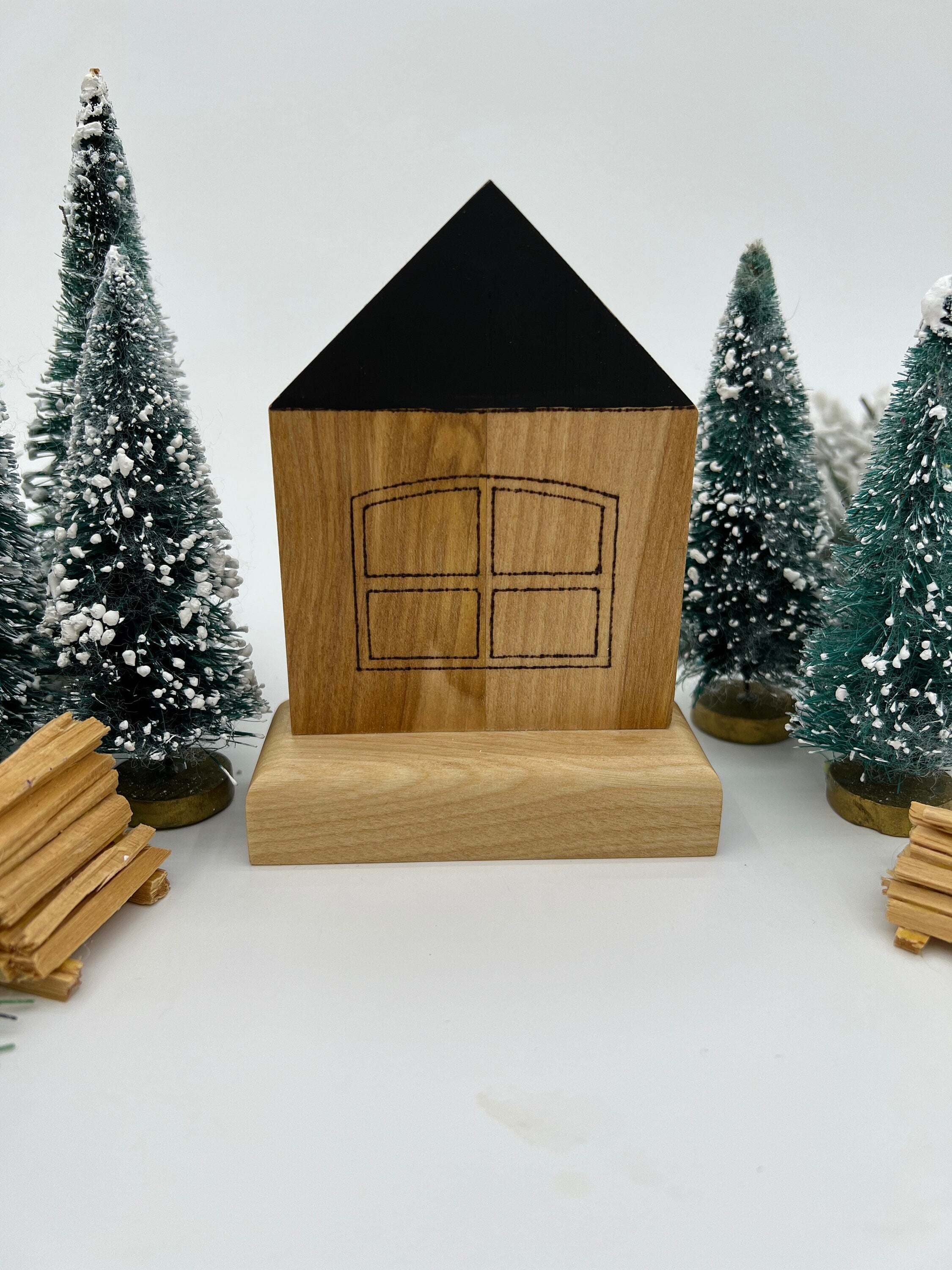 Maison de noël en bois, ornement de noël rustique, décoration de noël, ornement de noël, maison en bois, maison rustique, ornement en bois