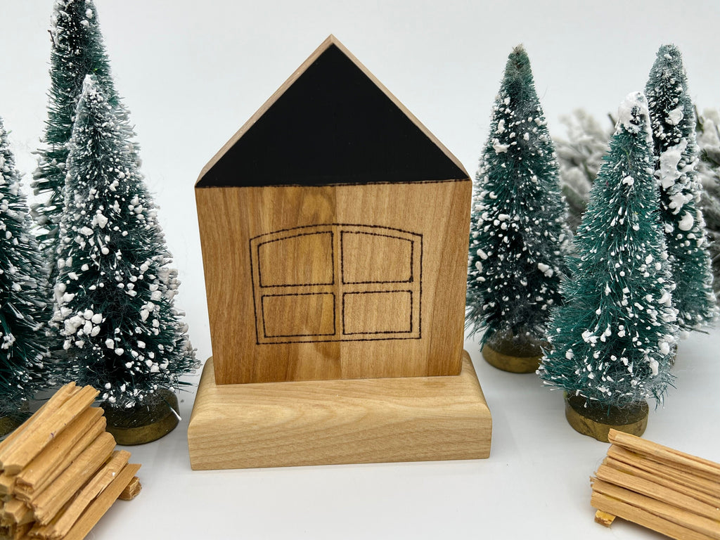 Maison de noël en bois, ornement de noël rustique, décoration de noël, ornement de noël, maison en bois, maison rustique, ornement en bois