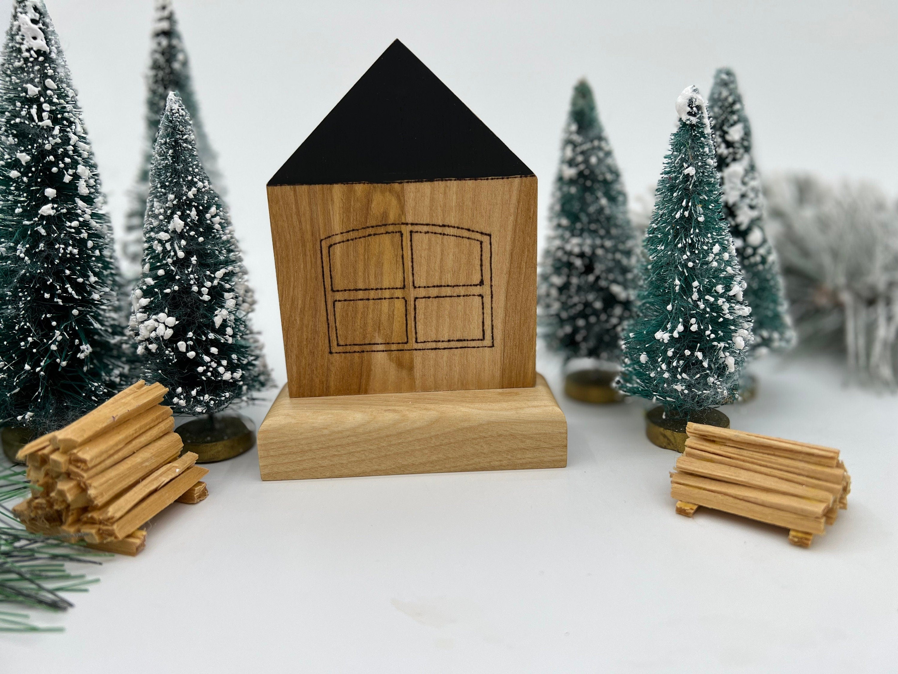 Maison de noël en bois, ornement de noël rustique, décoration de noël, ornement de noël, maison en bois, maison rustique, ornement en bois