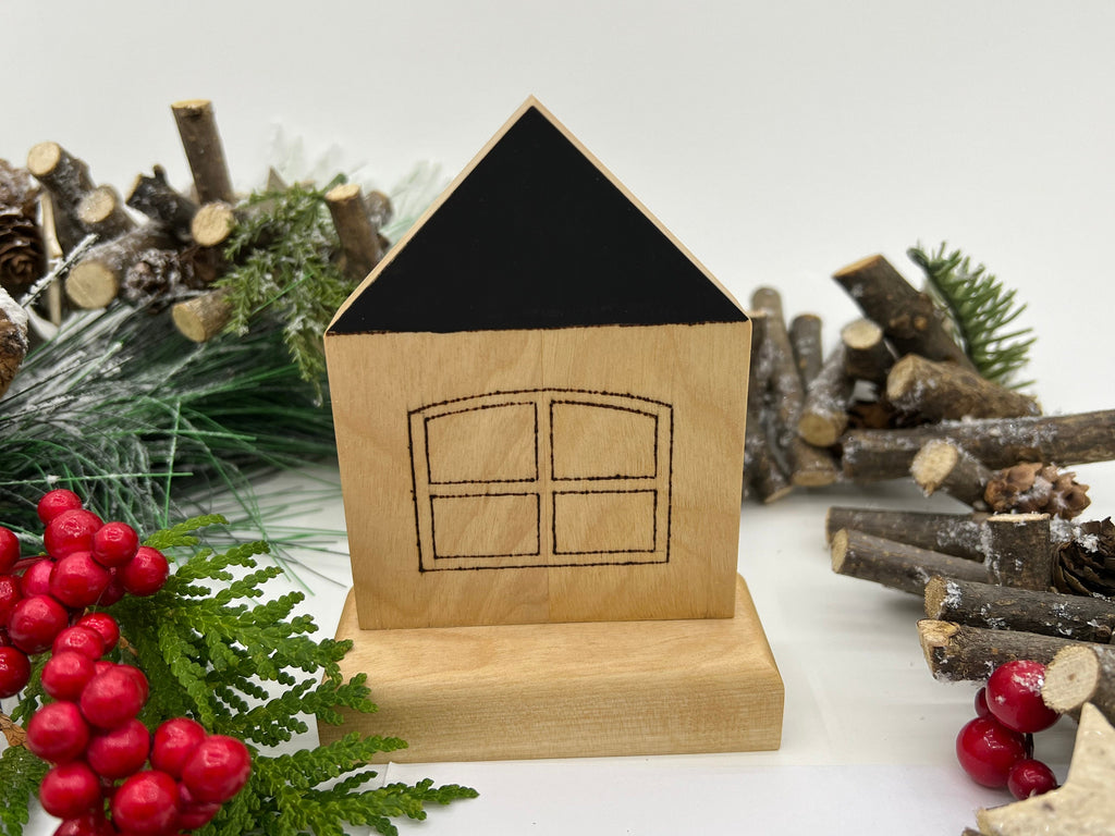 Maison de noël en bois, ornement de noël rustique, décoration de noël, ornement de noël, maison en bois, maison rustique, ornement en bois