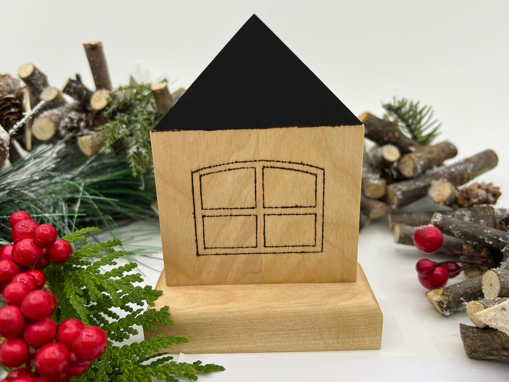Maison de noël en bois, ornement de noël rustique, décoration de noël, ornement de noël, maison en bois, maison rustique, ornement en bois