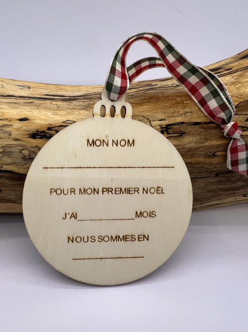 Boule de noël personnalisée, mon premier noël, boule de noël en bois, boule de noël, décoration de noël, ornement de noël, ornement en bois